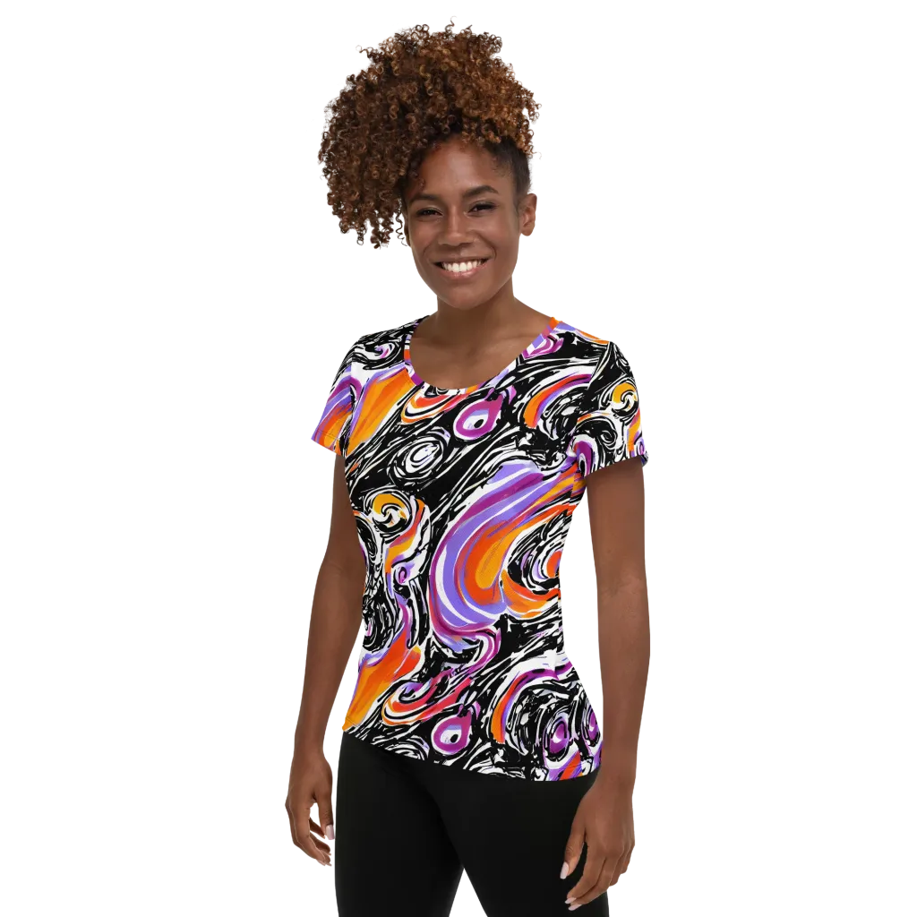Inferno Spiral on Women's Athletic T-Shirt — Left
