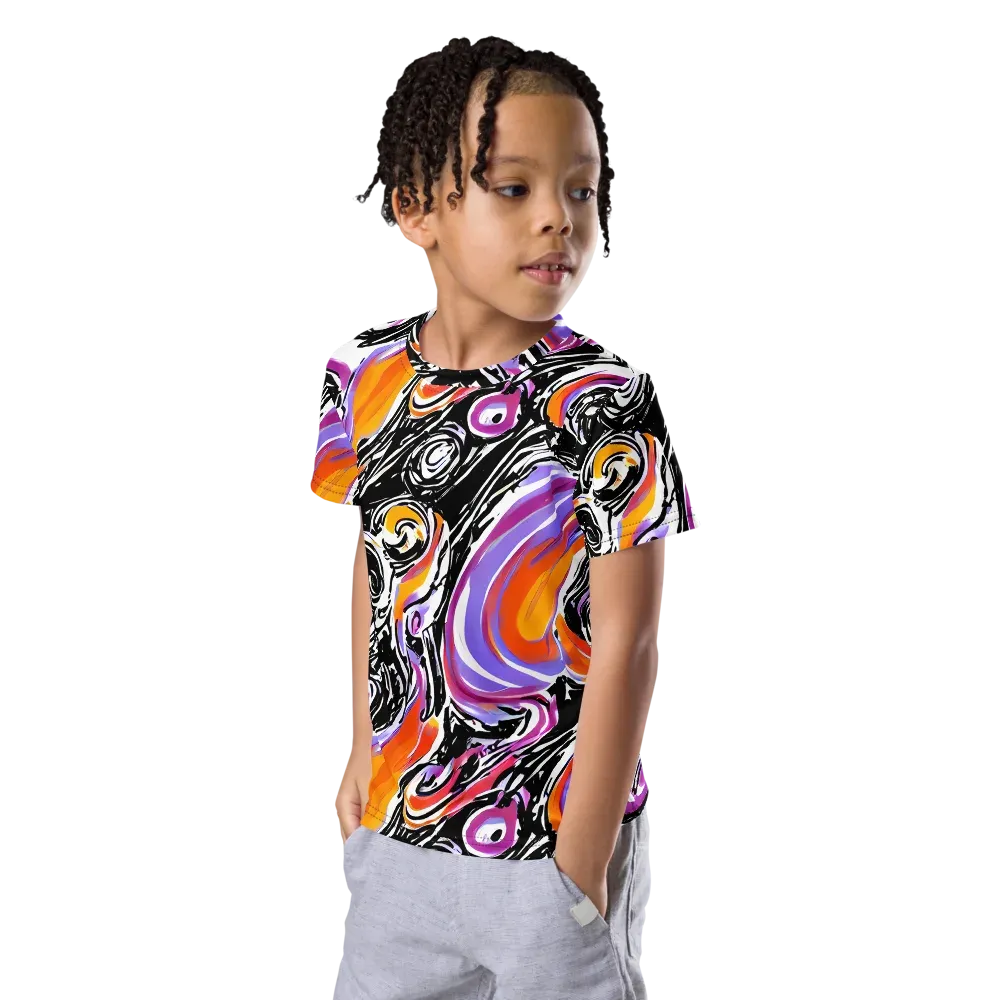 Inferno Spiral on Kids Crew Neck T-Shirt — Left Front
