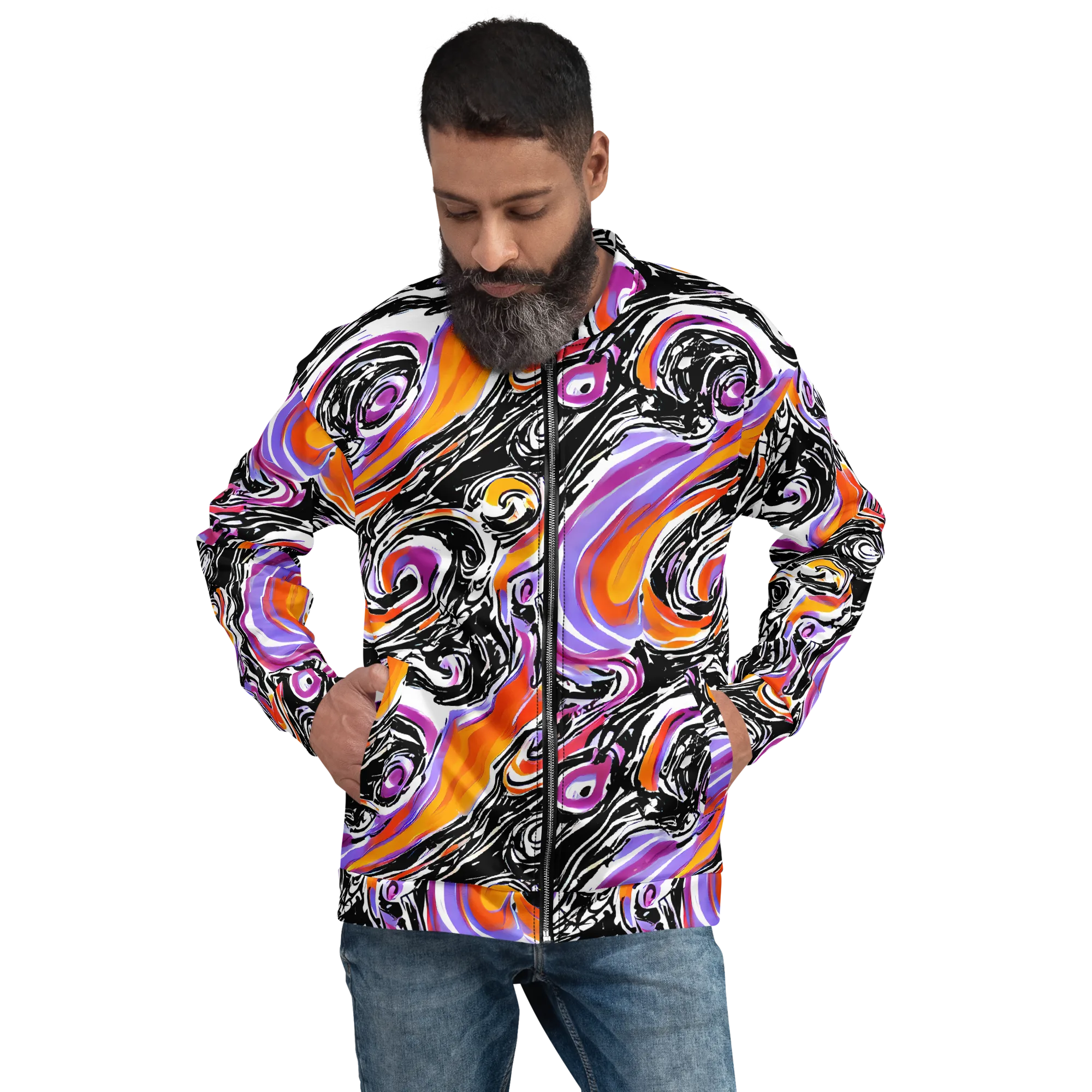 Inferno Spiral on Bomber Jacket — Front