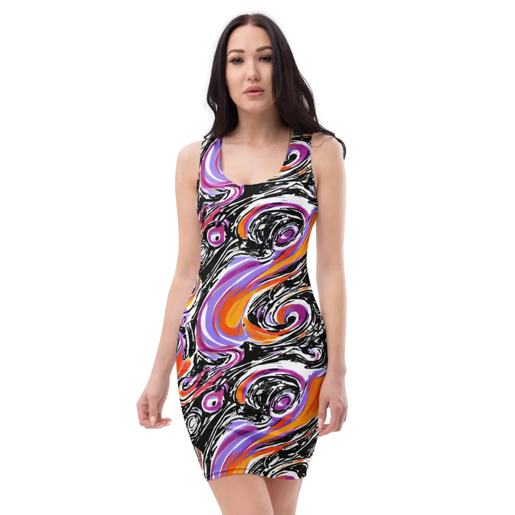 Inferno Spiral on Bodycon Dress — Front
