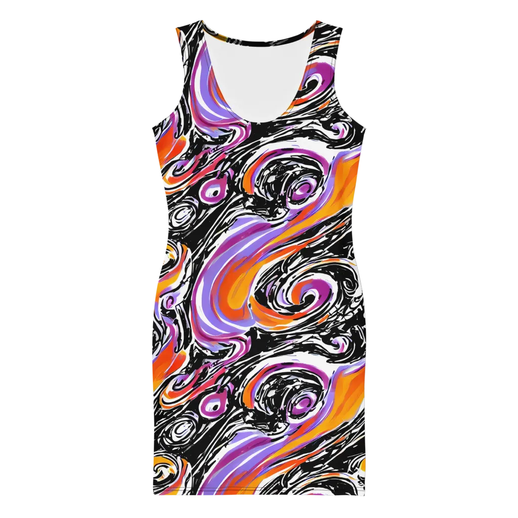 Inferno Spiral on Bodycon Dress — Front