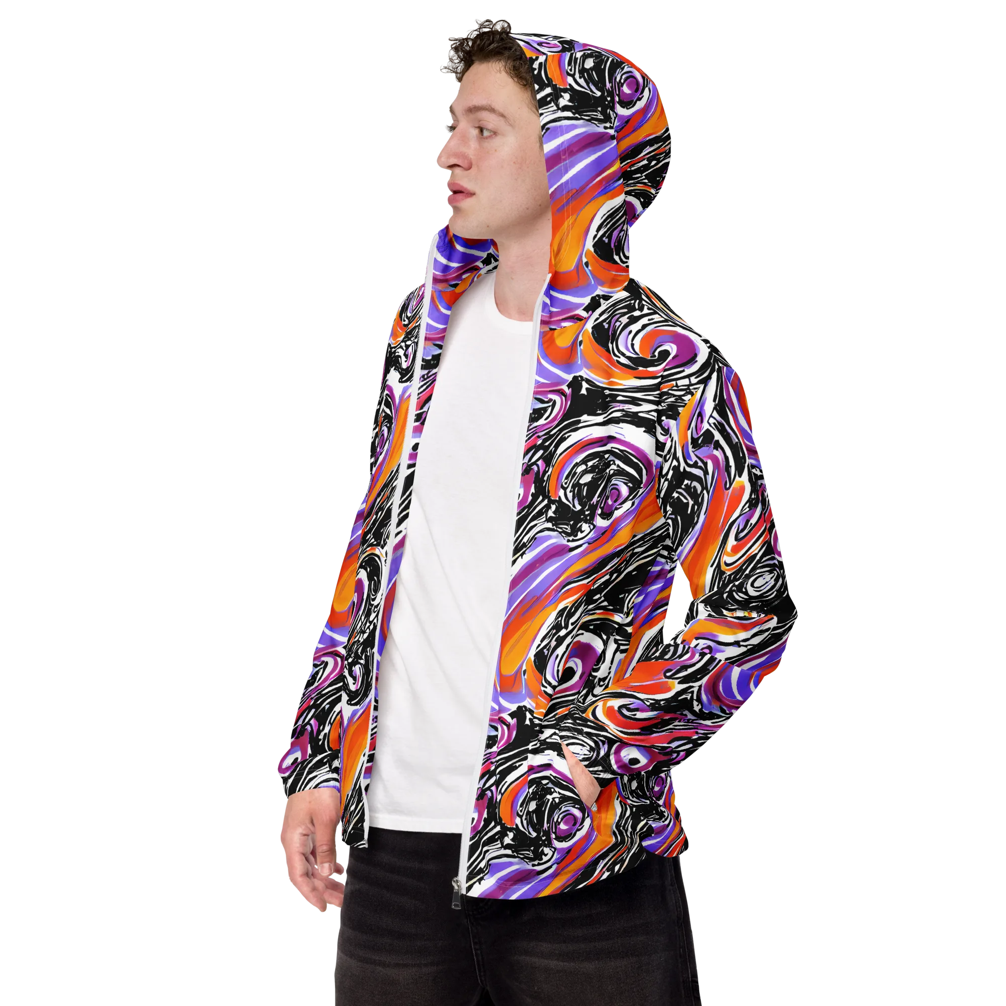 Inferno Spiral on Men's Windbreaker — Left Front