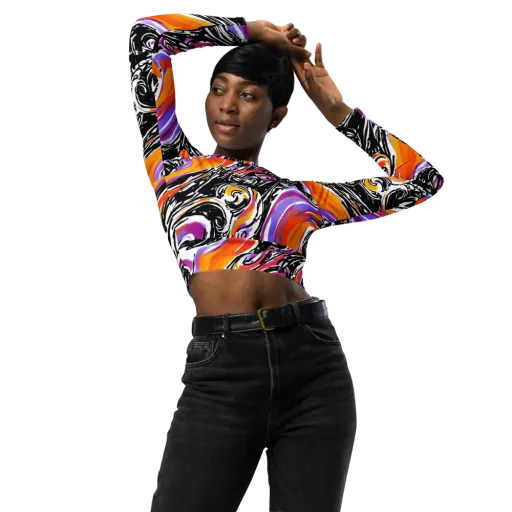 Inferno Spiral on a Long Sleeve Crop Top