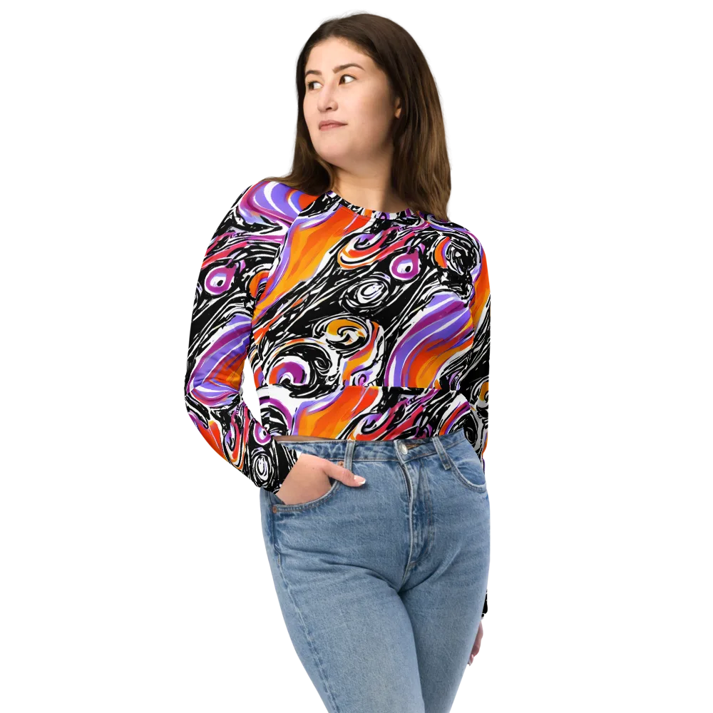 Inferno Spiral on Long Sleeve Crop Top — Front