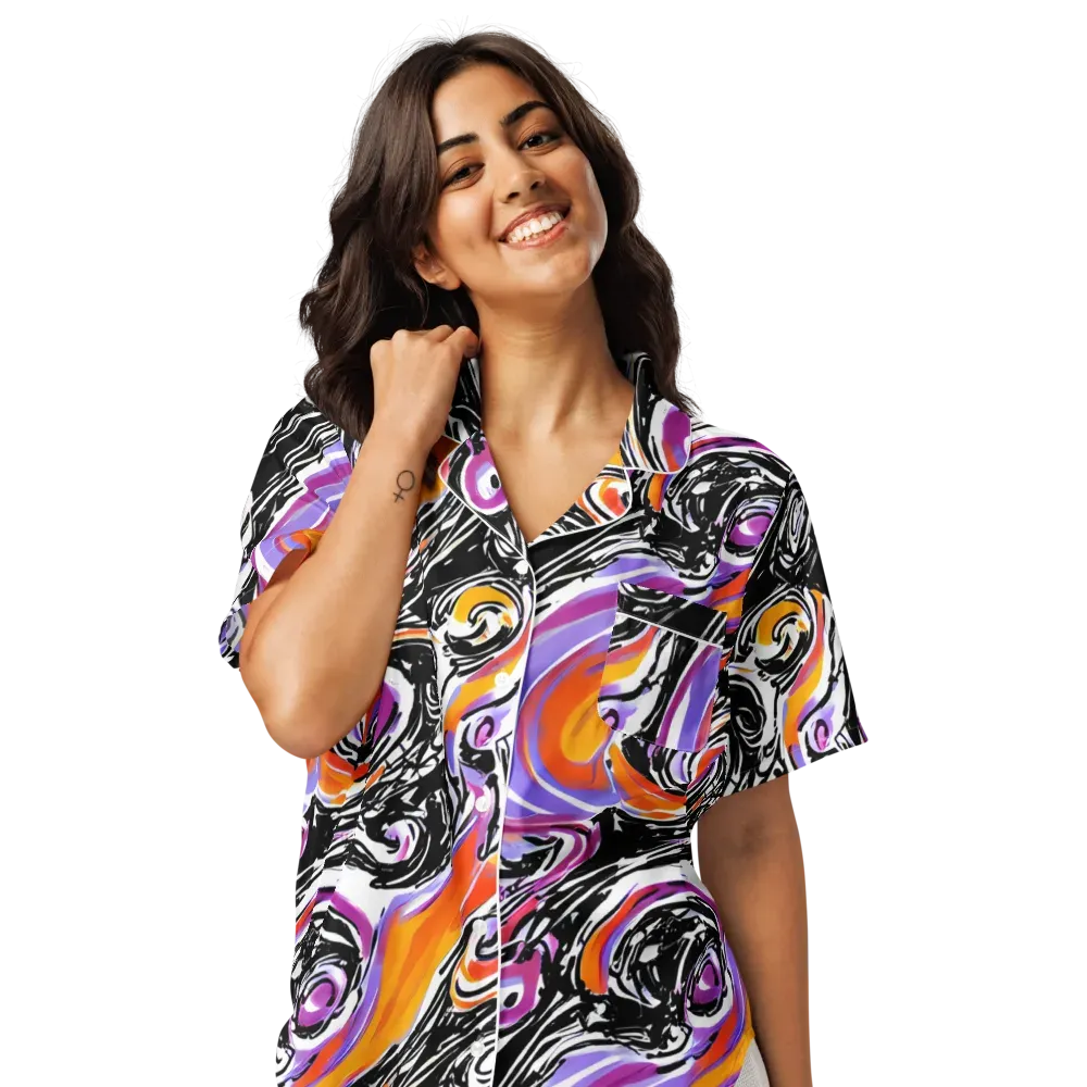 Inferno Spiral on Women's Short Sleeve Pajama Top — Front