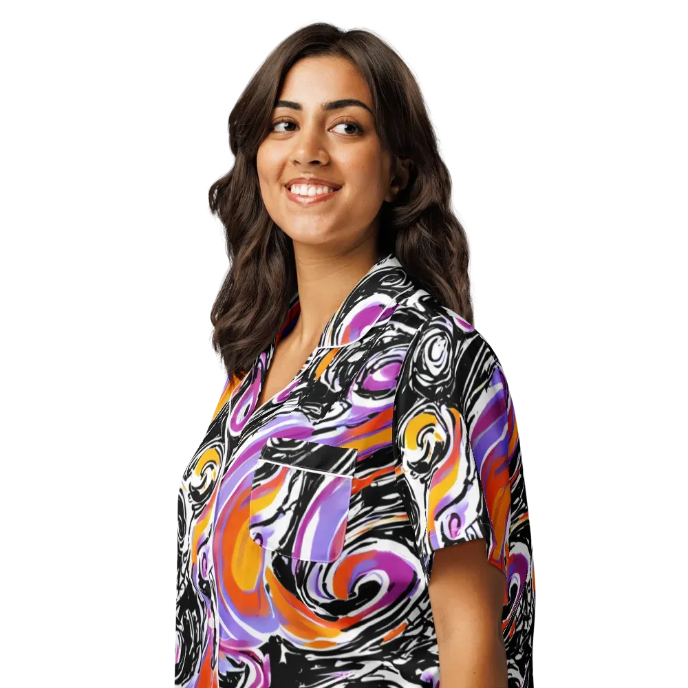 Inferno Spiral on Women's Short Sleeve Pajama Top — Left Front