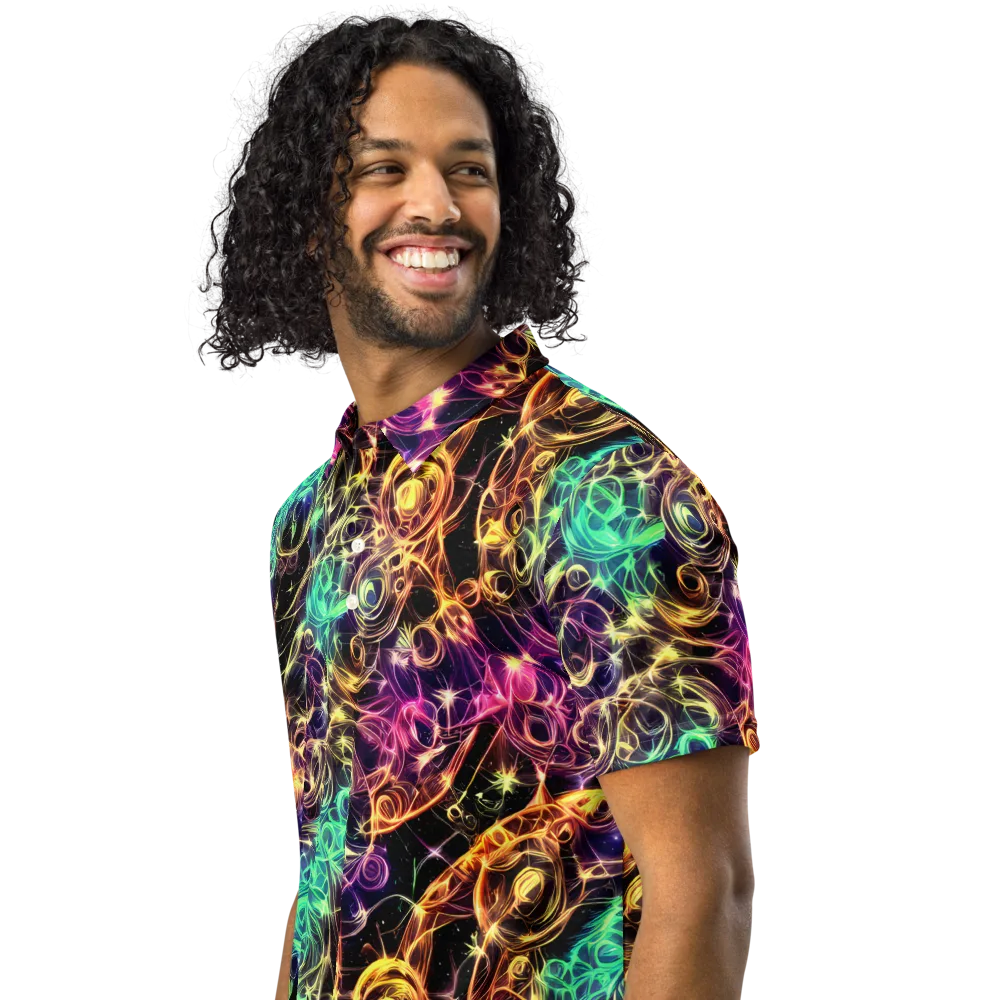 Radiant Spiral on Men's Slim Fit Polo Shirt — Left Front