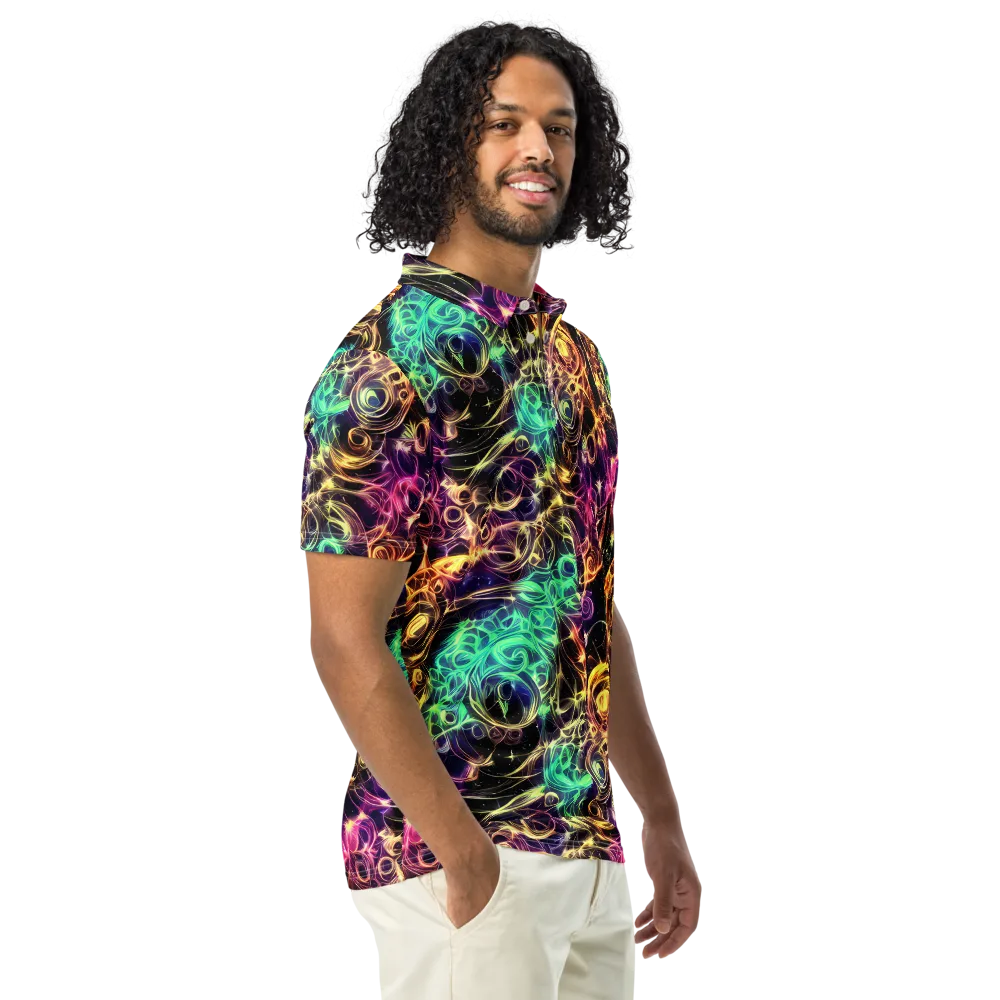 Radiant Spiral on Men's Slim Fit Polo Shirt — Right Front
