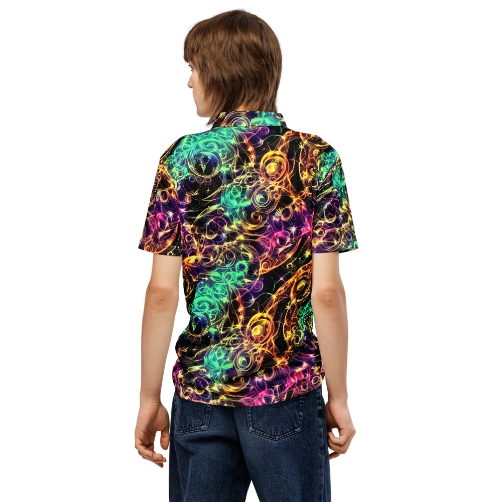 Radiant Spiral on Men's Slim Fit Polo Shirt — Back