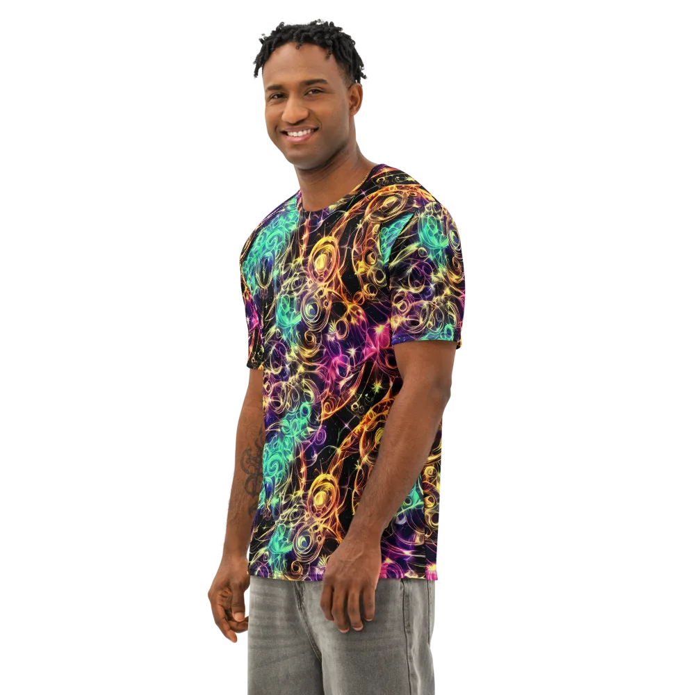 Radiant Spiral on Men's Cotton Crew Neck T-Shirt — Left Front