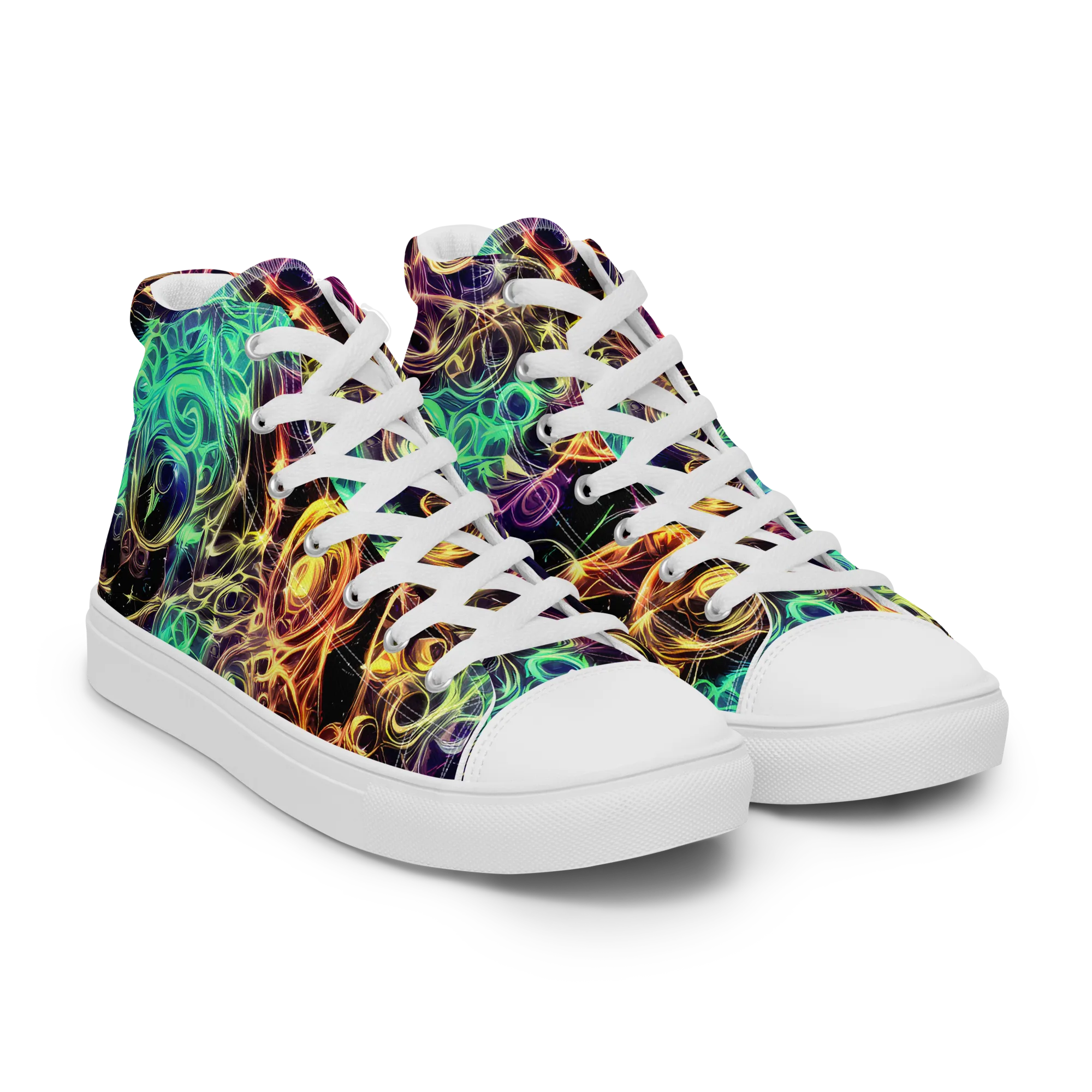 Radiant Spiral on Men's High Top Canvas Shoes — Right Front