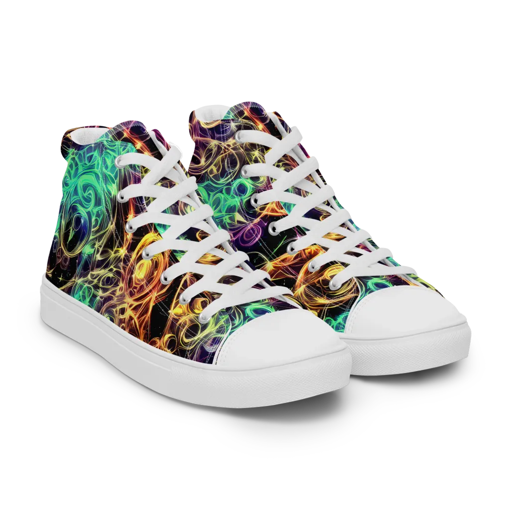 Radiant Spiral on Men's High Top Canvas Shoes — Right Front