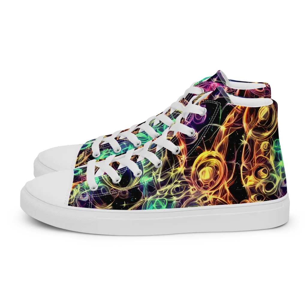 Radiant Spiral on Men's High Top Canvas Shoes — Left