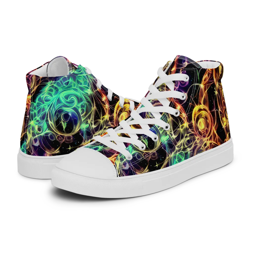 Radiant Spiral on Women's High Top Canvas Shoes — Left