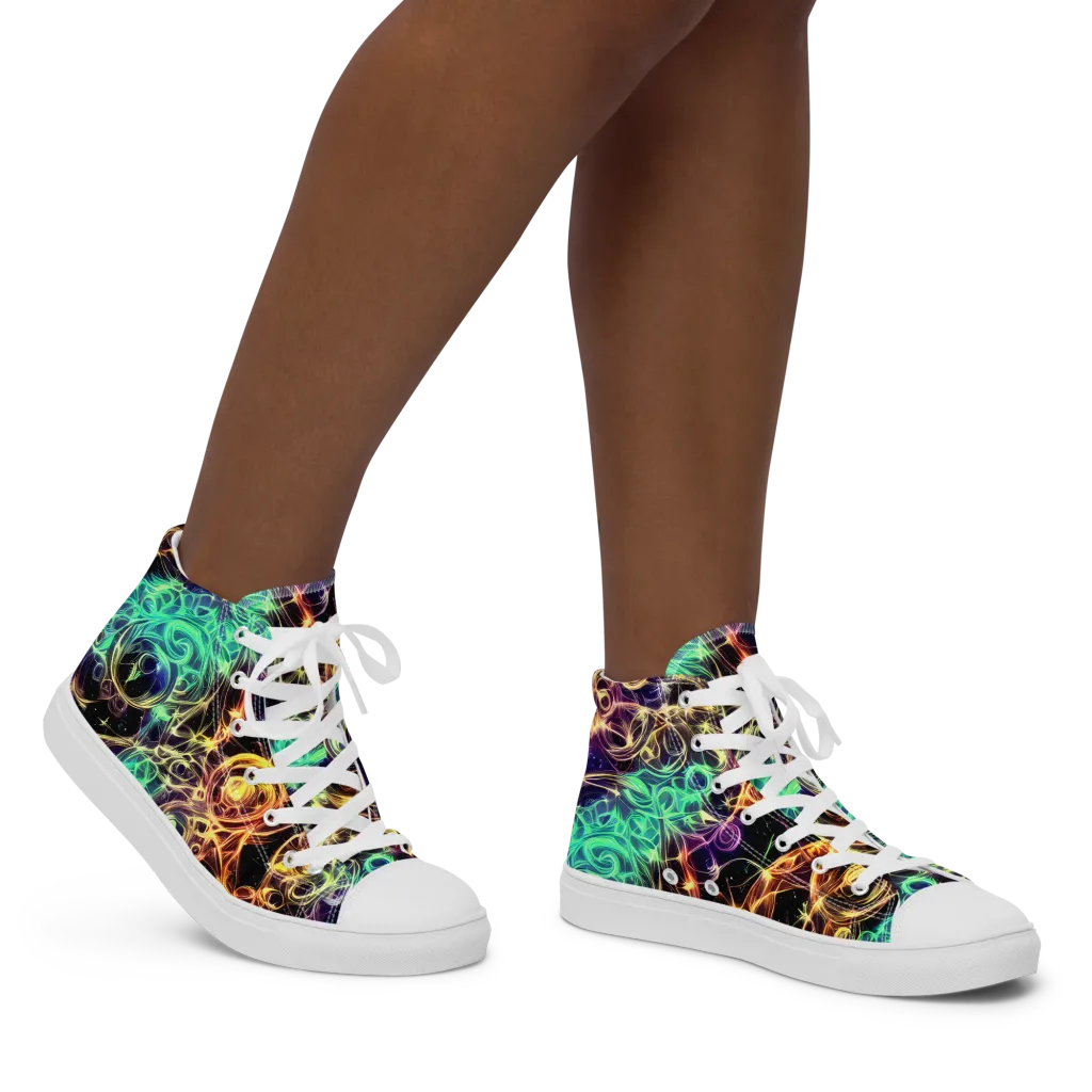Radiant Spiral on Women's High Top Canvas Shoes — Right
