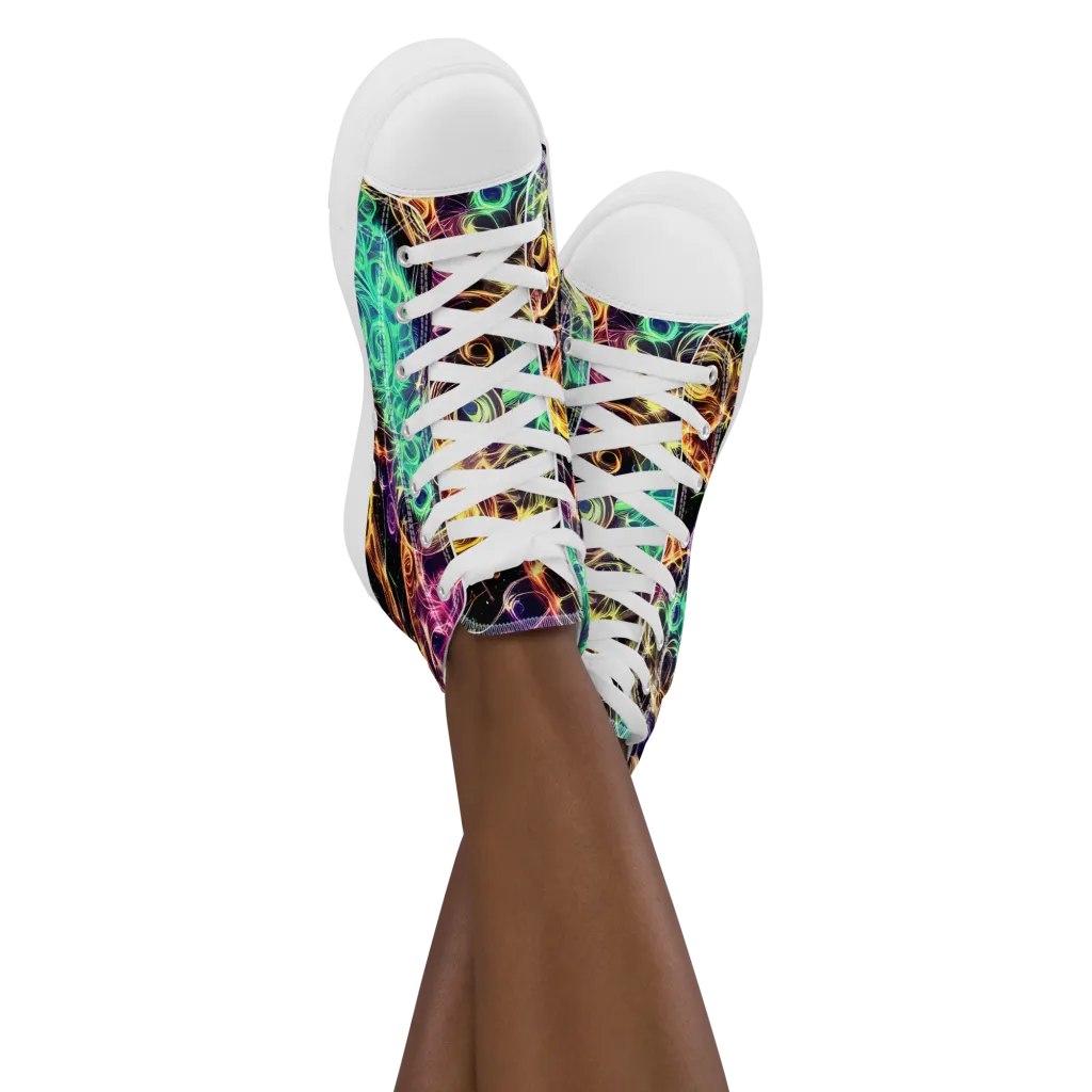 Radiant Spiral on Women's High Top Canvas Shoes — Front