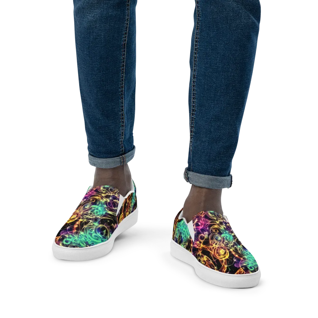 Radiant Spiral on Men's Slip-On Canvas Shoes — Front