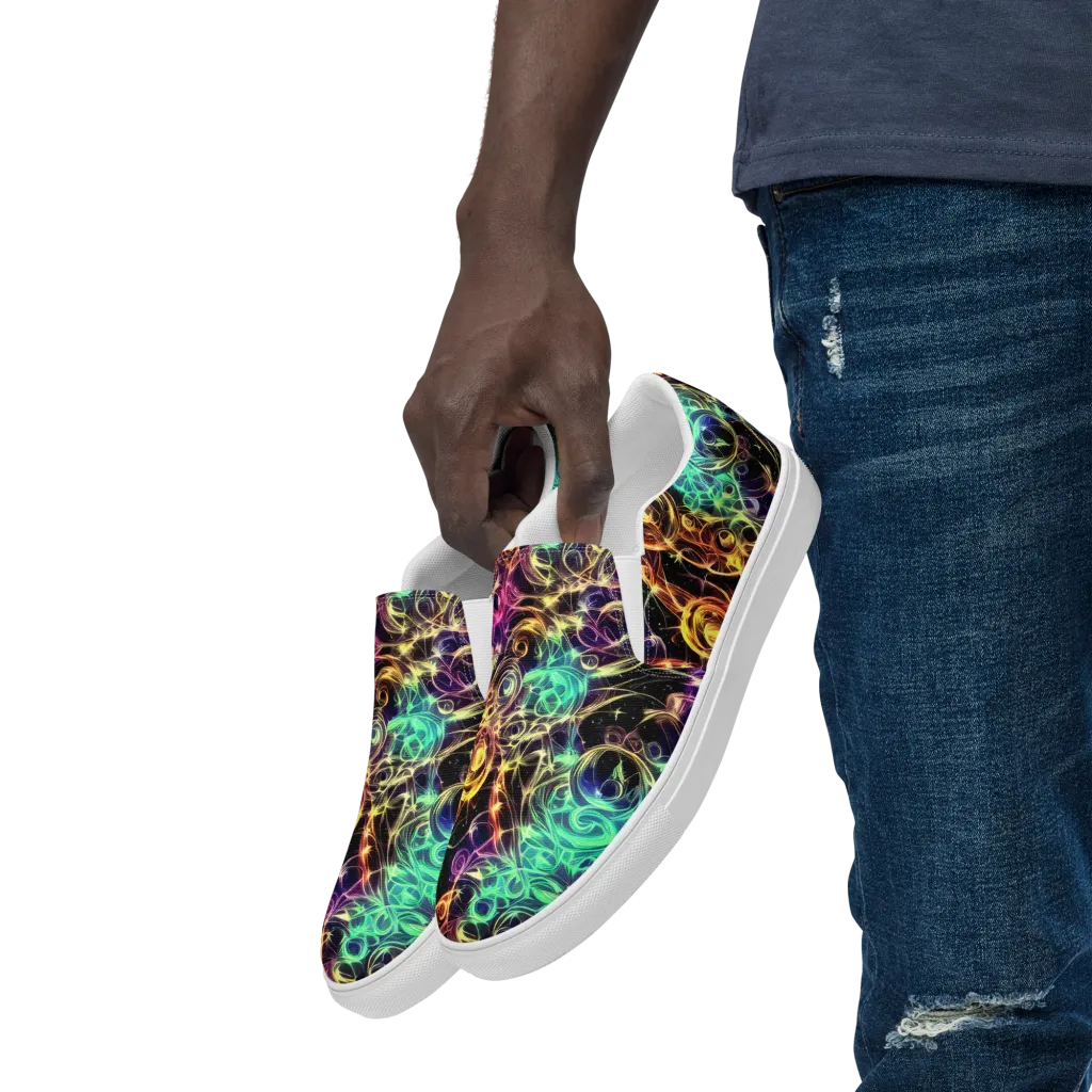 Radiant Spiral on Men's Slip-On Canvas Shoes — Left Front