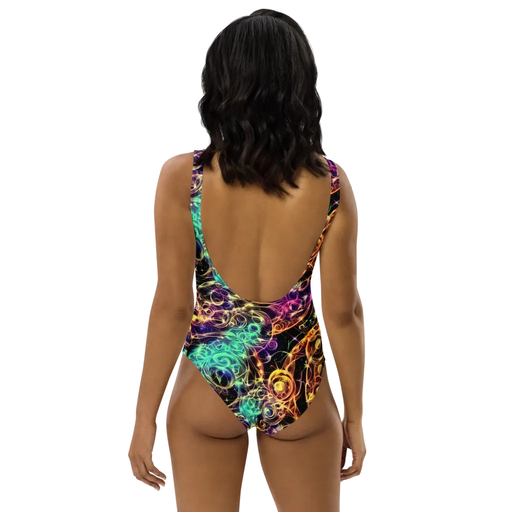 Radiant Spiral on One-Piece Swimsuit — Back