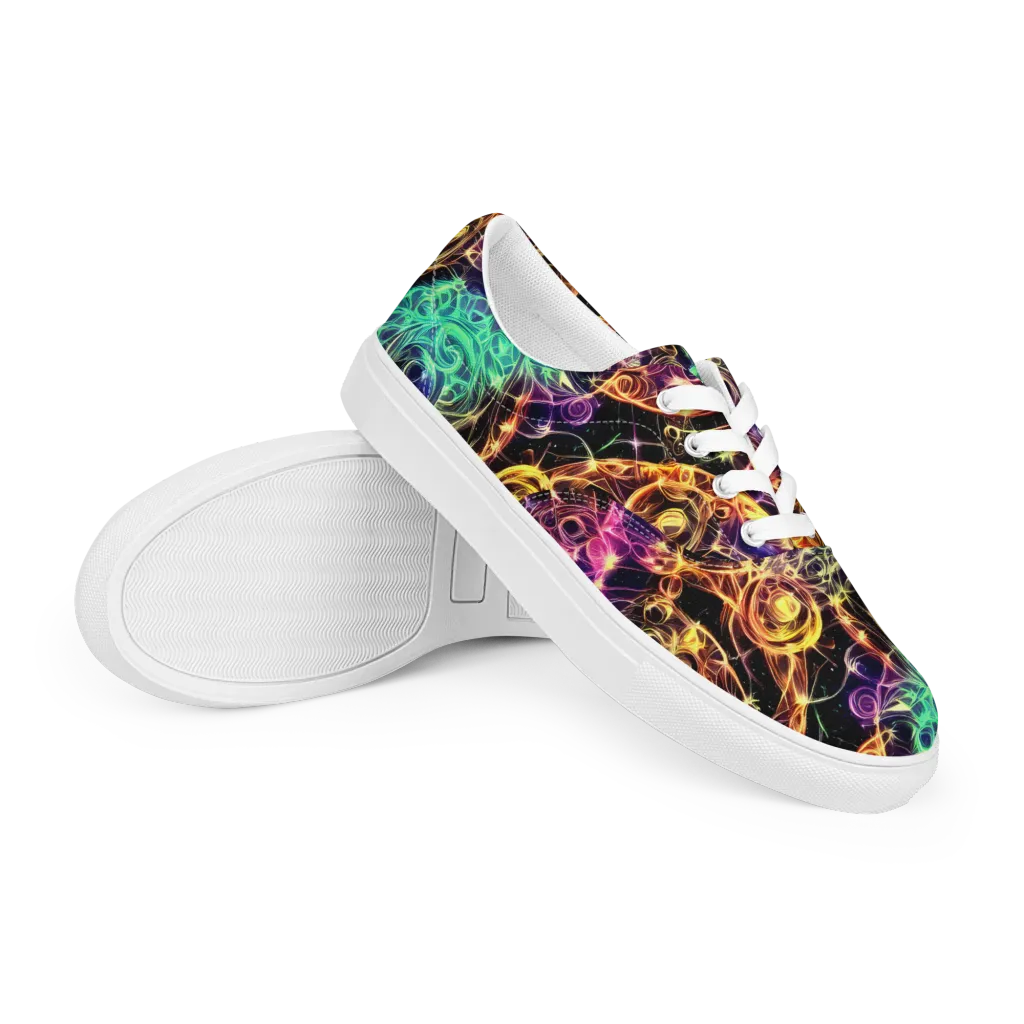Radiant Spiral on Men's Lace-Up Canvas Shoes — Right Front