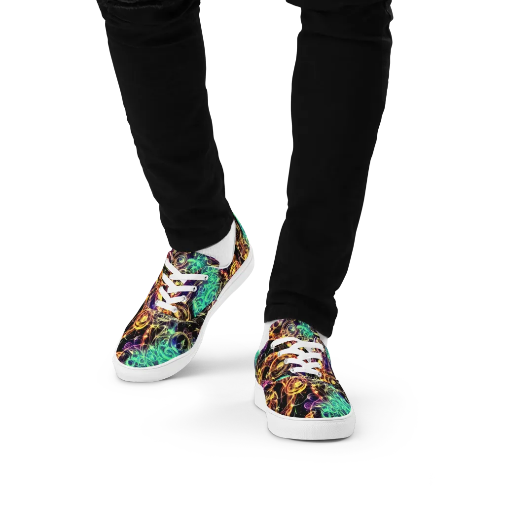 Radiant Spiral on Men's Lace-Up Canvas Shoes — Front