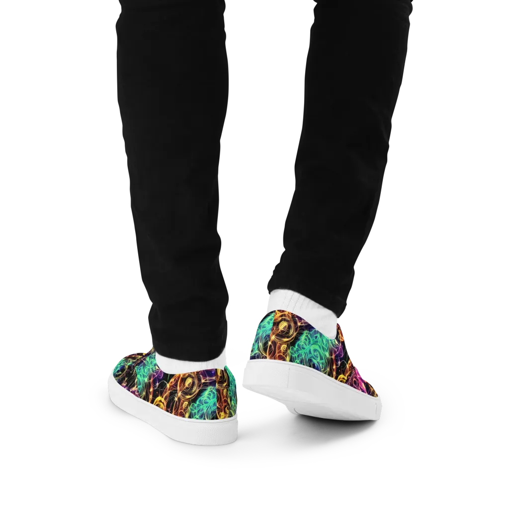 Radiant Spiral on Men's Lace-Up Canvas Shoes — Back