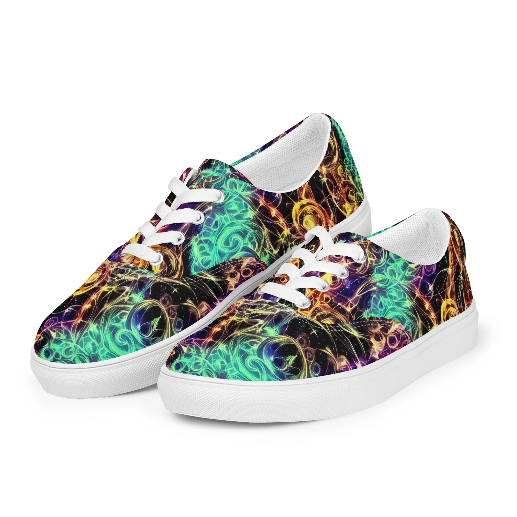 Radiant Spiral on Men's Lace-Up Canvas Shoes — Left Front