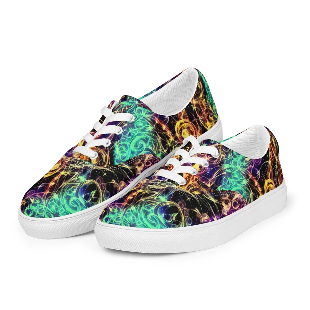 Radiant Spiral on Men's Lace-Up Canvas Shoes — Left Front