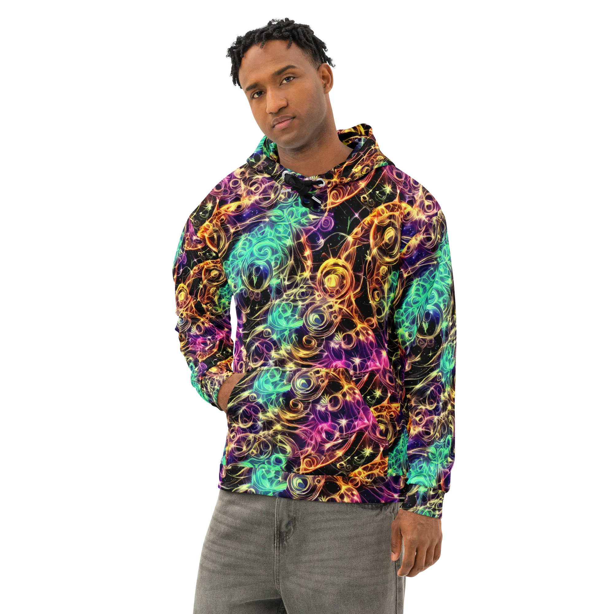 Radiant Spiral on Cotton Hoodie — Left Front