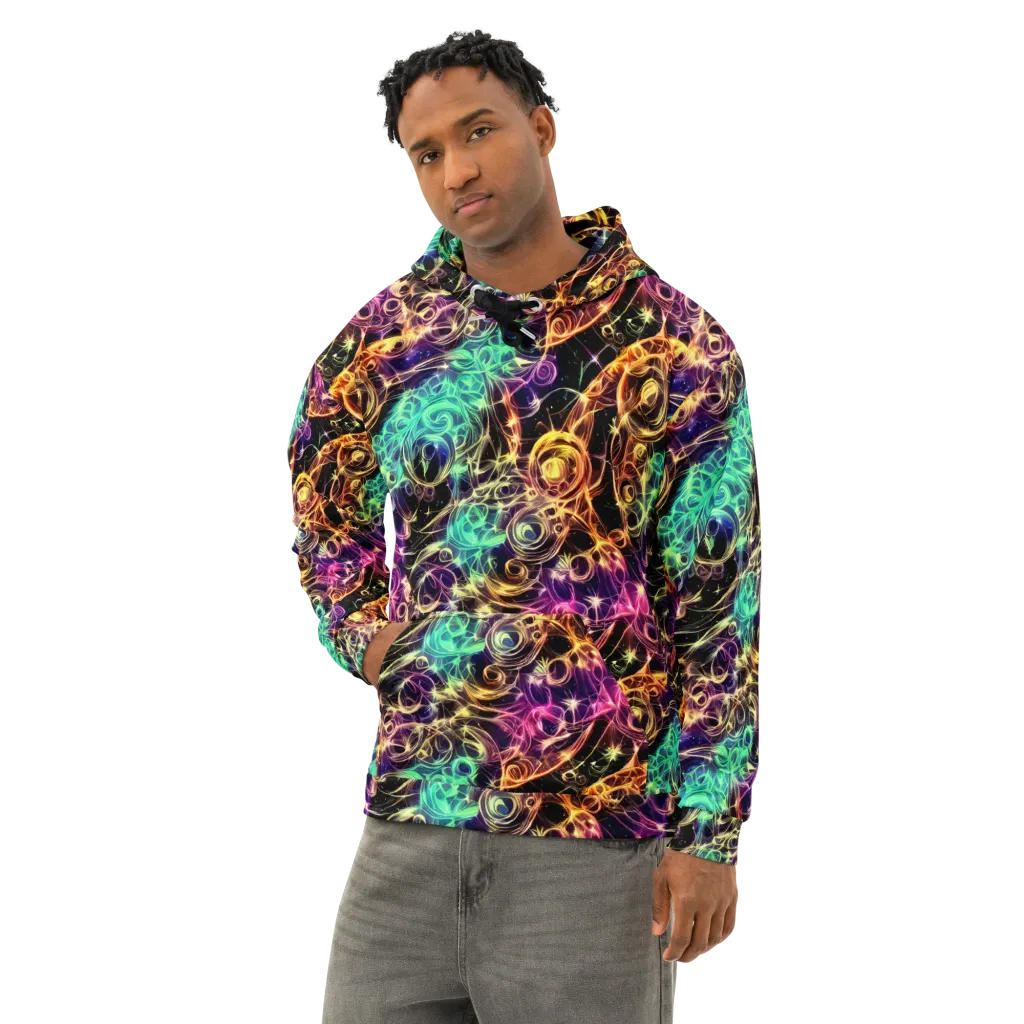 Radiant Spiral on Cotton Hoodie — Left Front