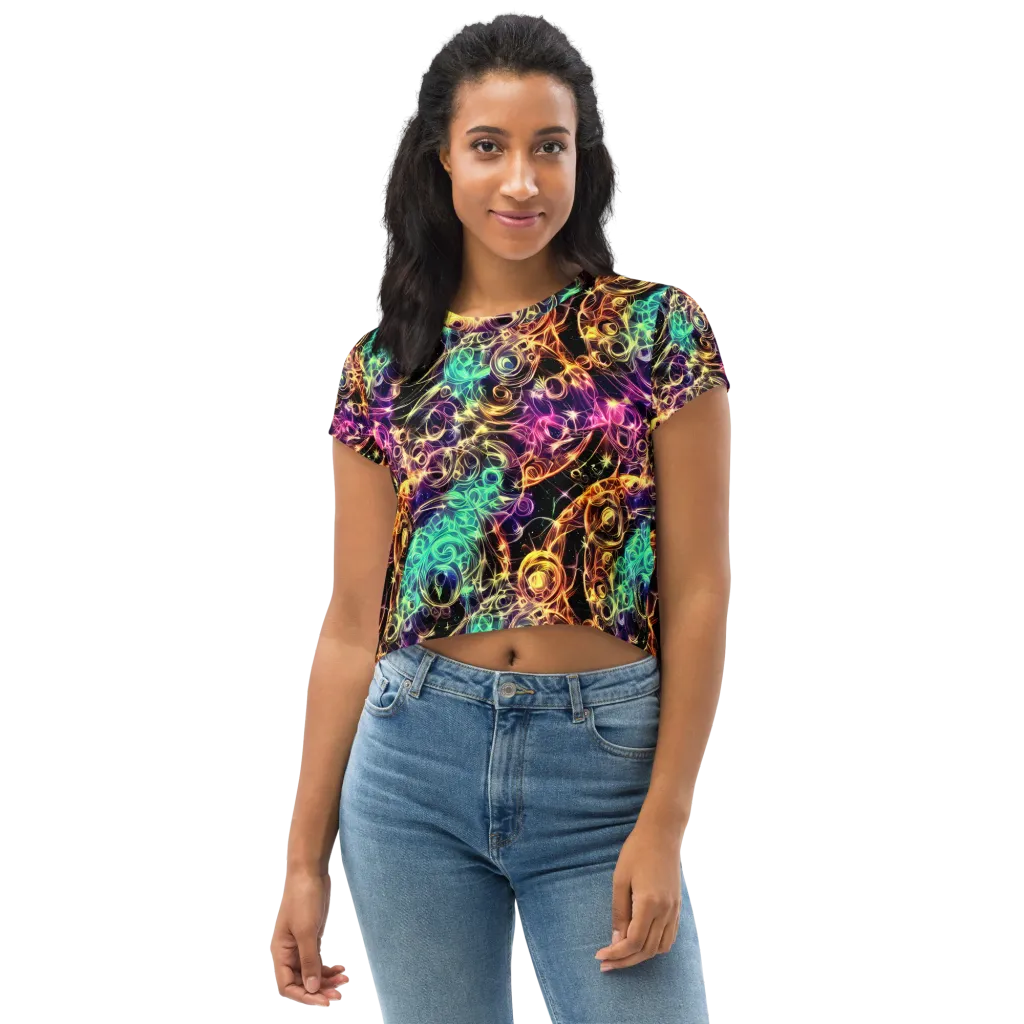 Radiant Spiral on Crop Tee — Front