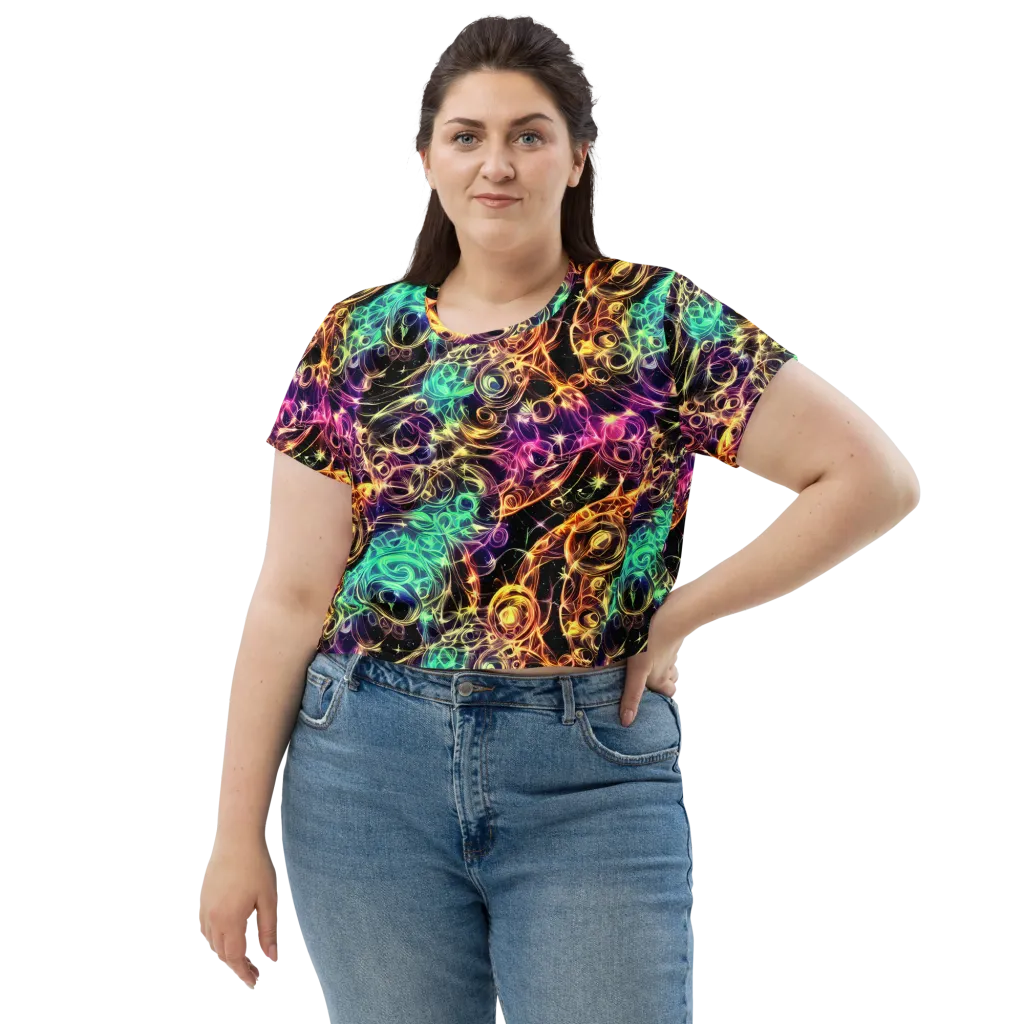 Radiant Spiral on Crop Tee — Front