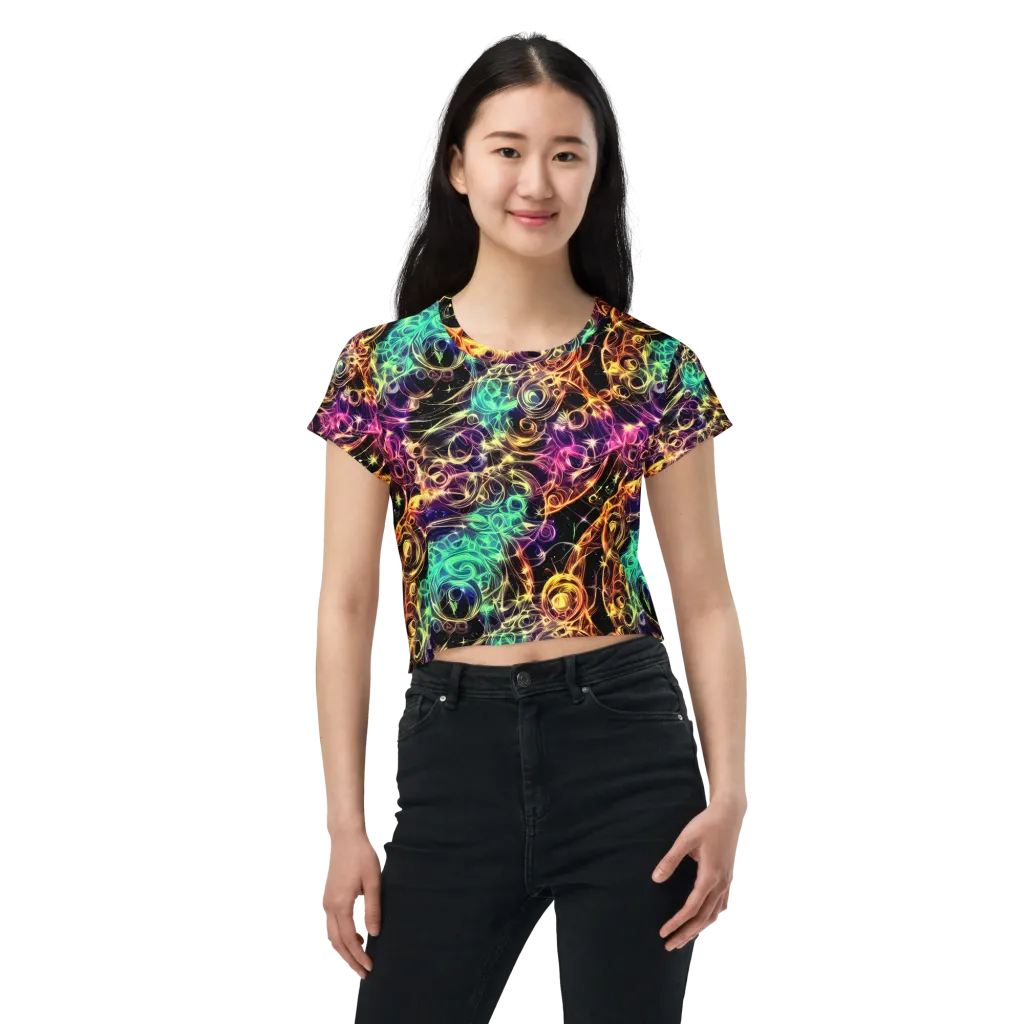 Radiant Spiral on Crop Tee — Front