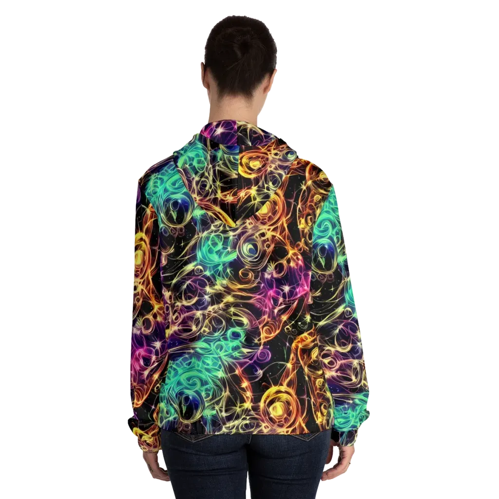 Radiant Spiral on Women's Full-Zip Hoodie — Back On Person