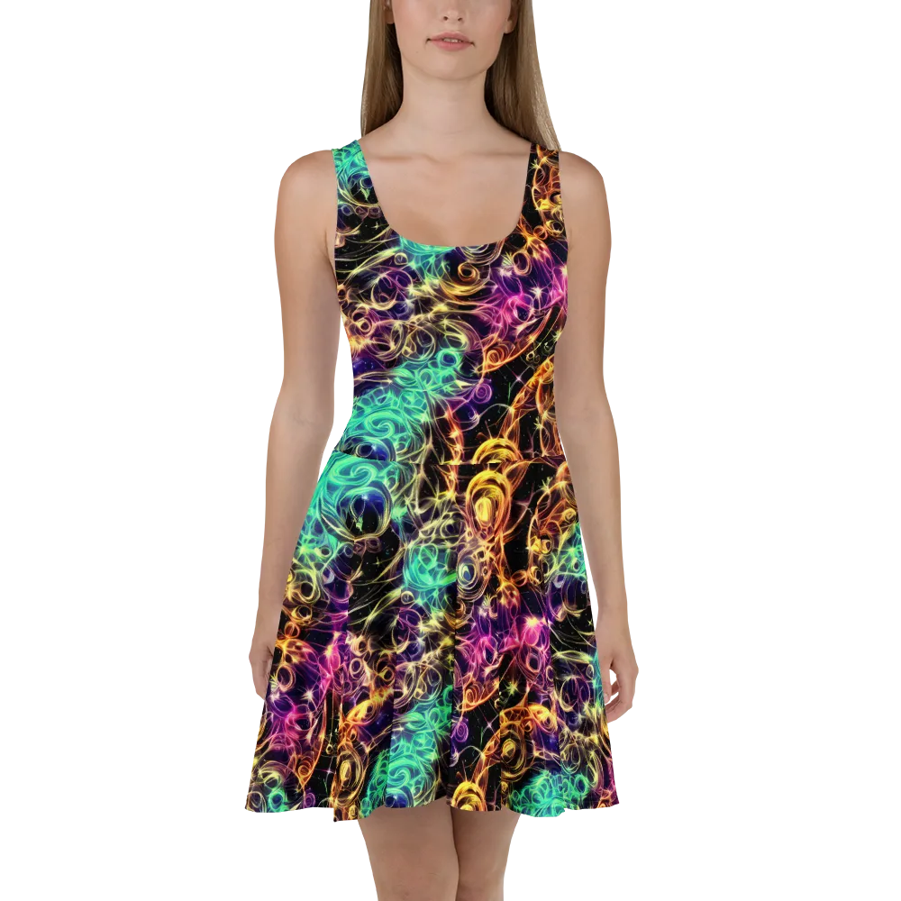 Radiant Spiral on Skater Dress — Front
