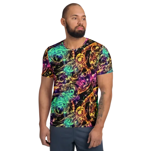 Radiant Spiral on a Men's Athletic T-Shirt
