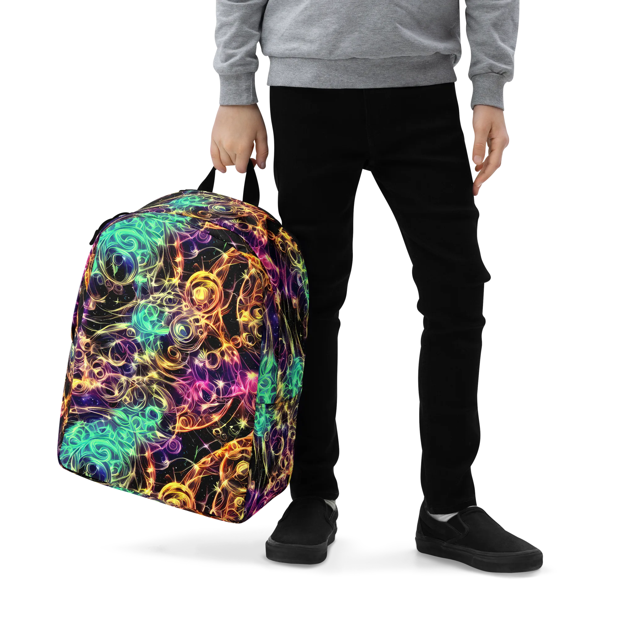 Radiant Spiral on Minimalist Backpack — Zoomed-in