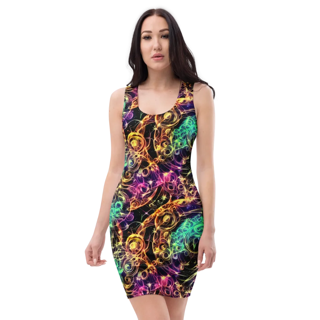 Radiant Spiral on Bodycon Dress — Front