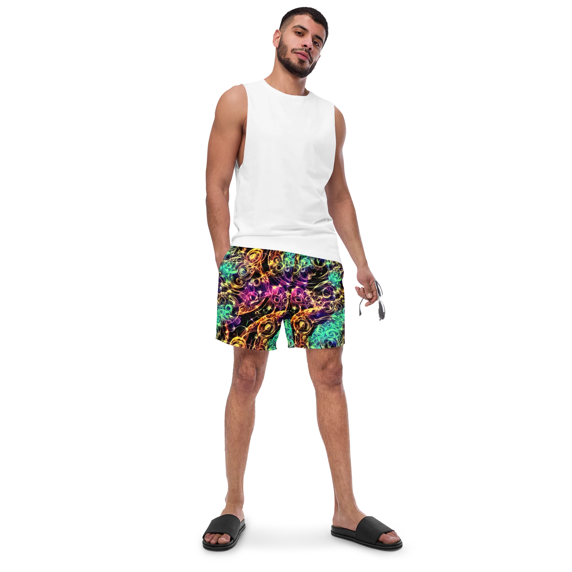 Radiant Spiral on Swim Trunks — Front