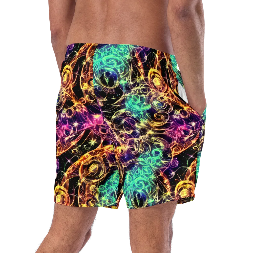 Radiant Spiral on Swim Trunks — Right Back