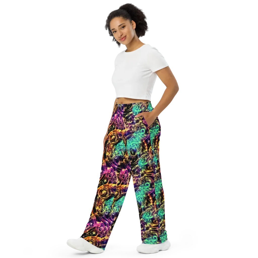 Radiant Spiral on Wide-Leg Pants — Left Front