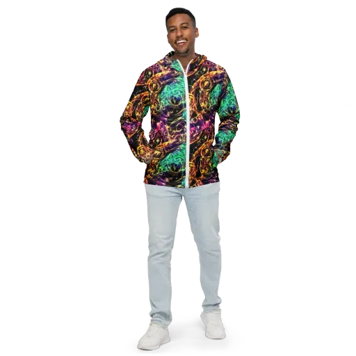 Radiant Spiral on a Men's Windbreaker
