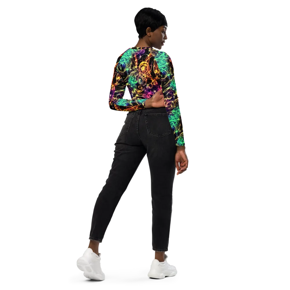 Radiant Spiral on Long Sleeve Crop Top — Right Back