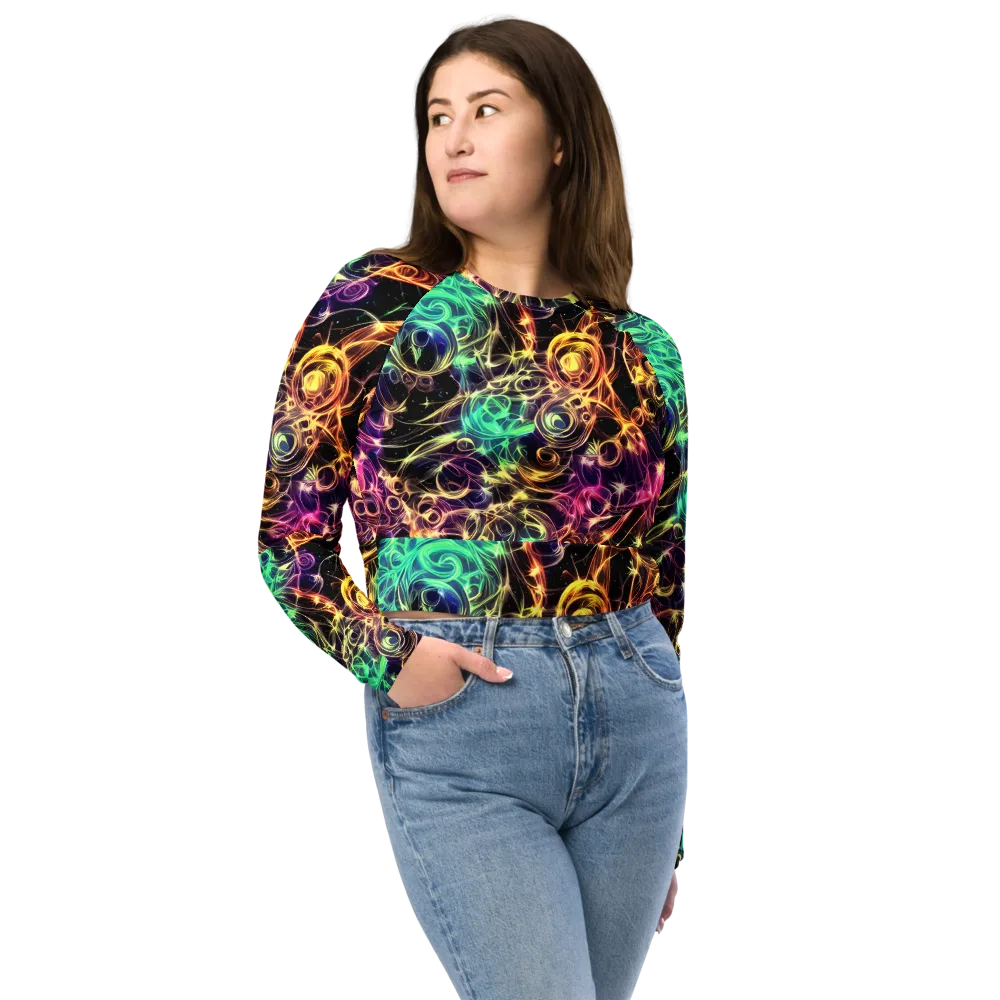 Radiant Spiral on Long Sleeve Crop Top — Front