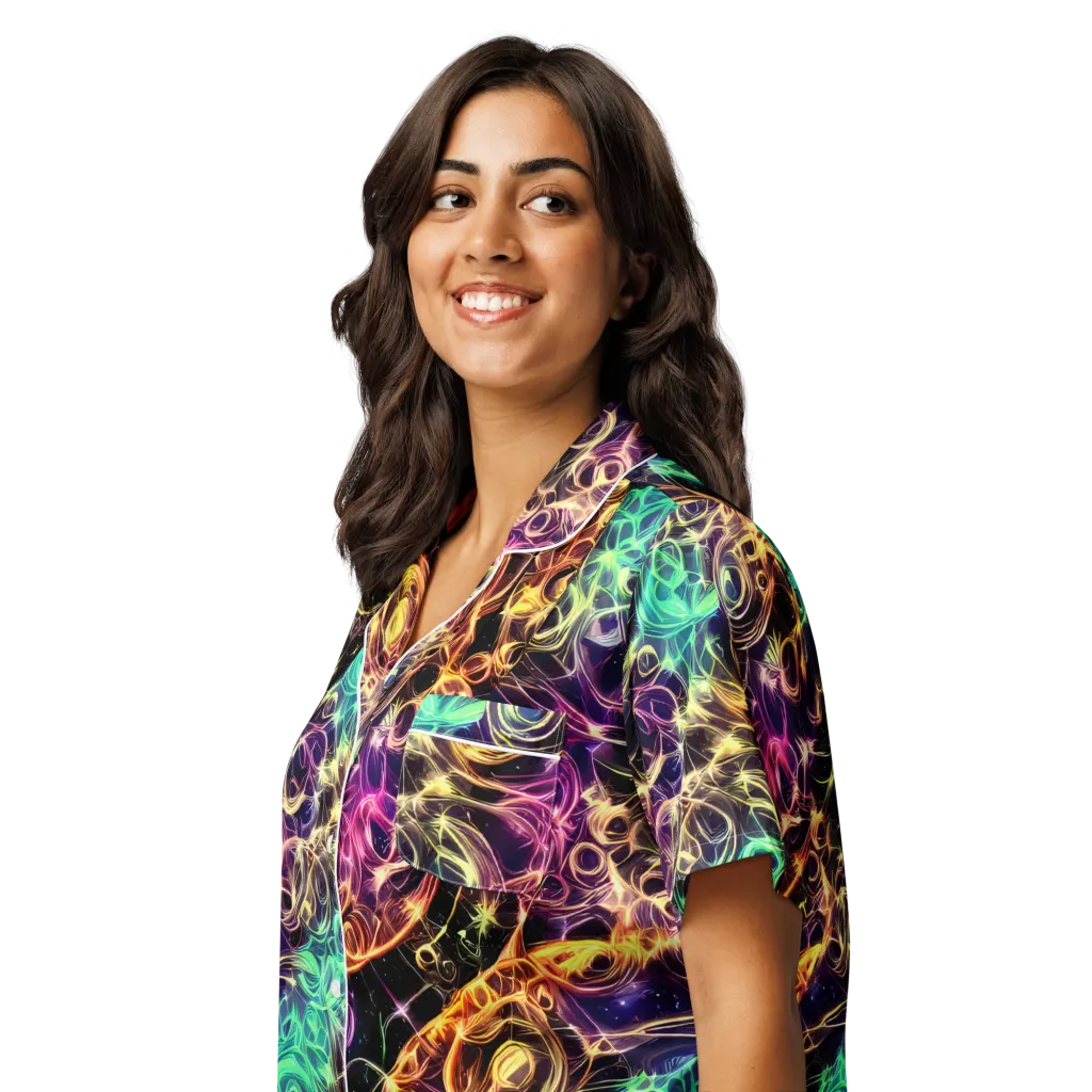 Radiant Spiral on Women's Short Sleeve Pajama Top — Left Front