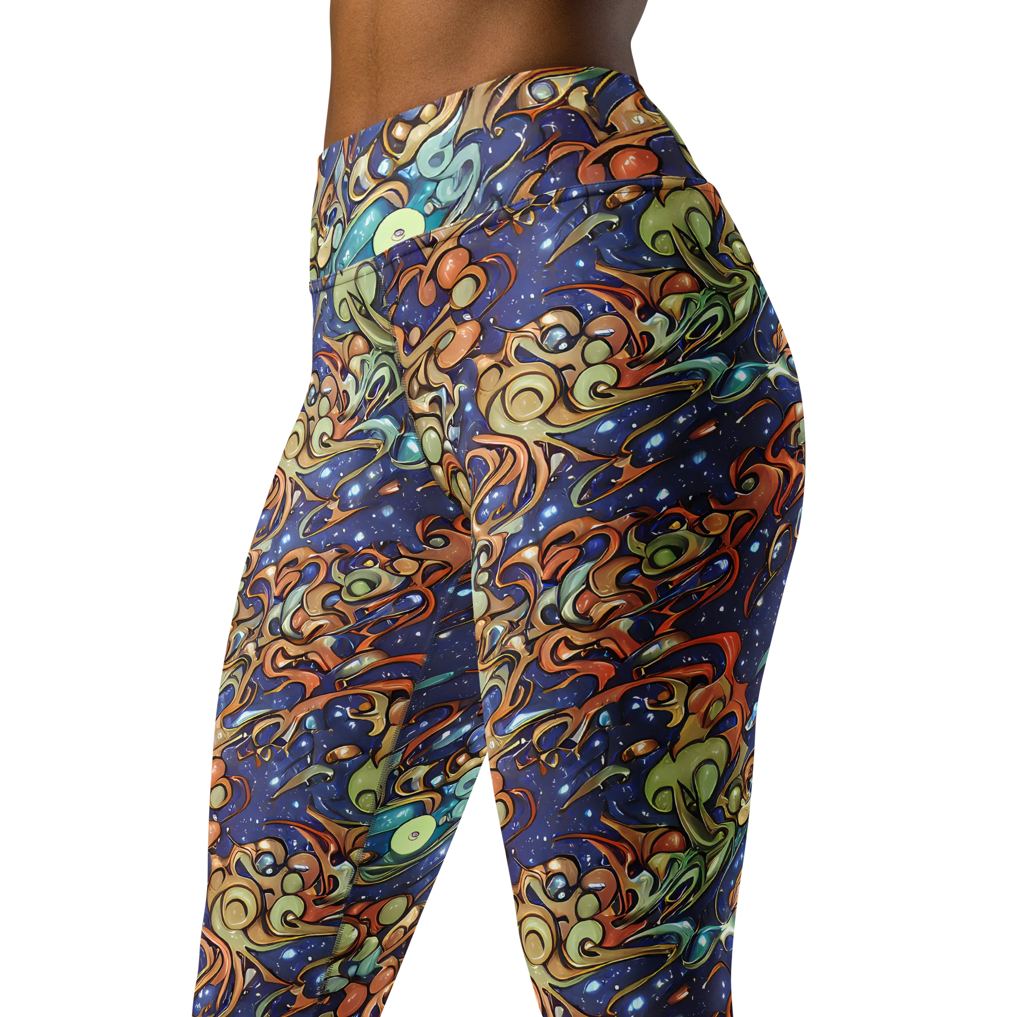 Celestial Melt on Yoga Leggings — Left Front