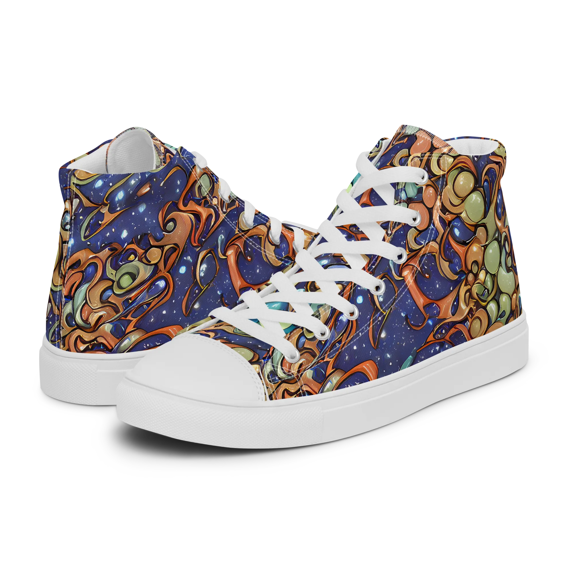 Celestial Melt on Women's High Top Canvas Shoes — Left