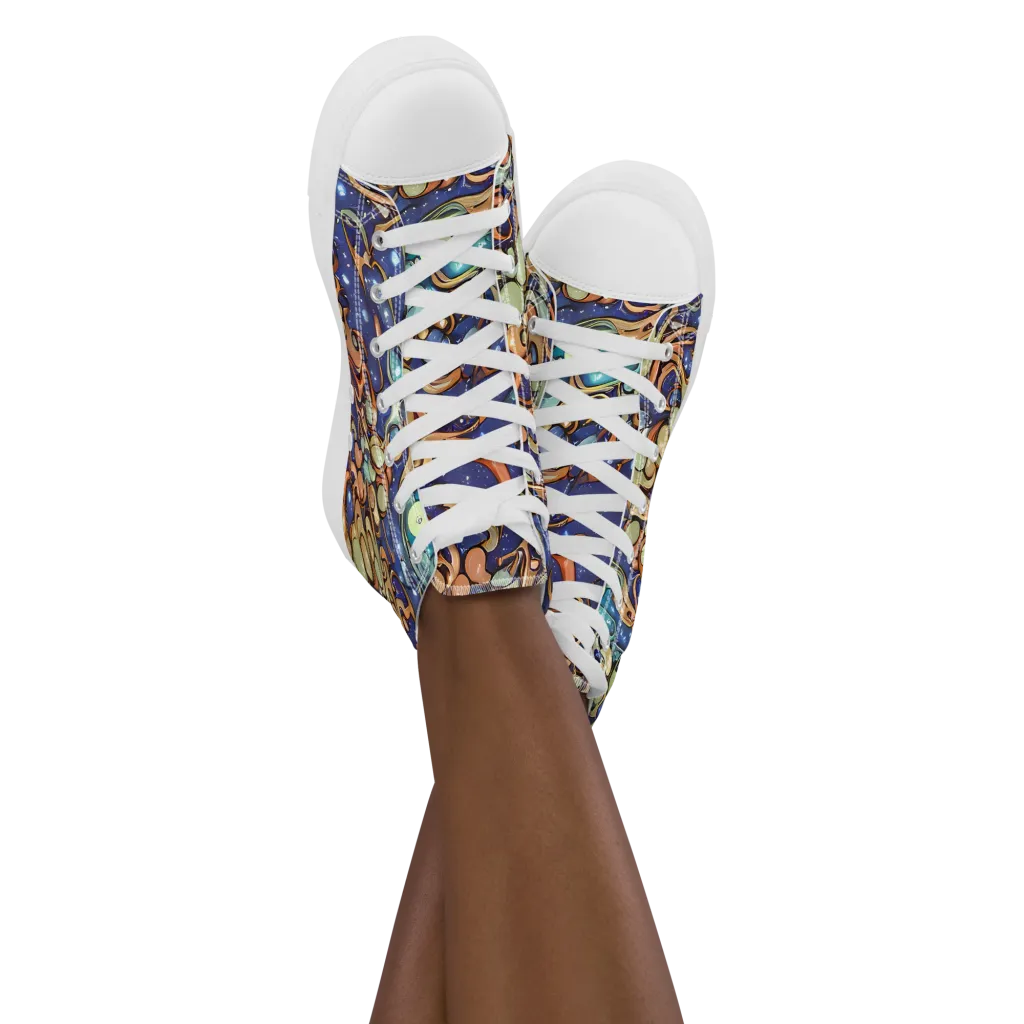 Celestial Melt on Women's High Top Canvas Shoes — Front