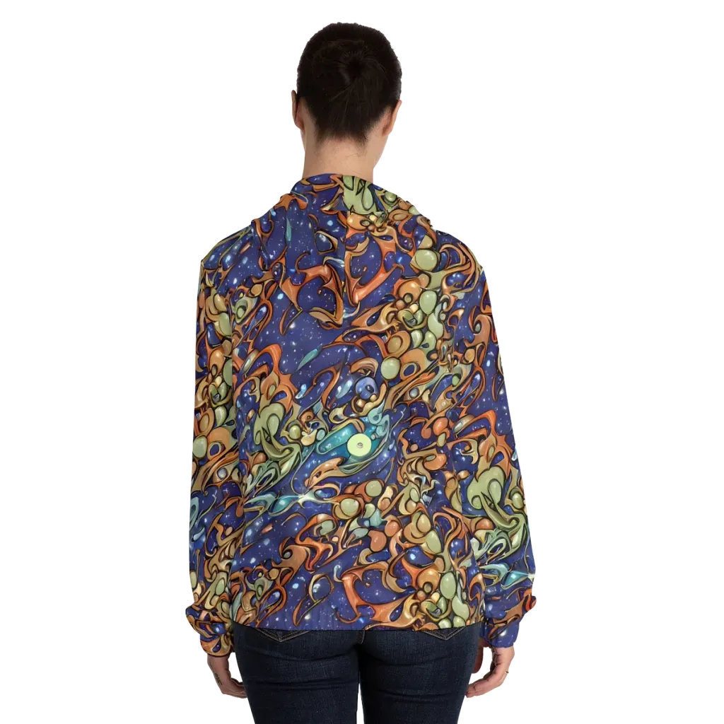 Celestial Melt on Women's Full-Zip Hoodie — Back On Person