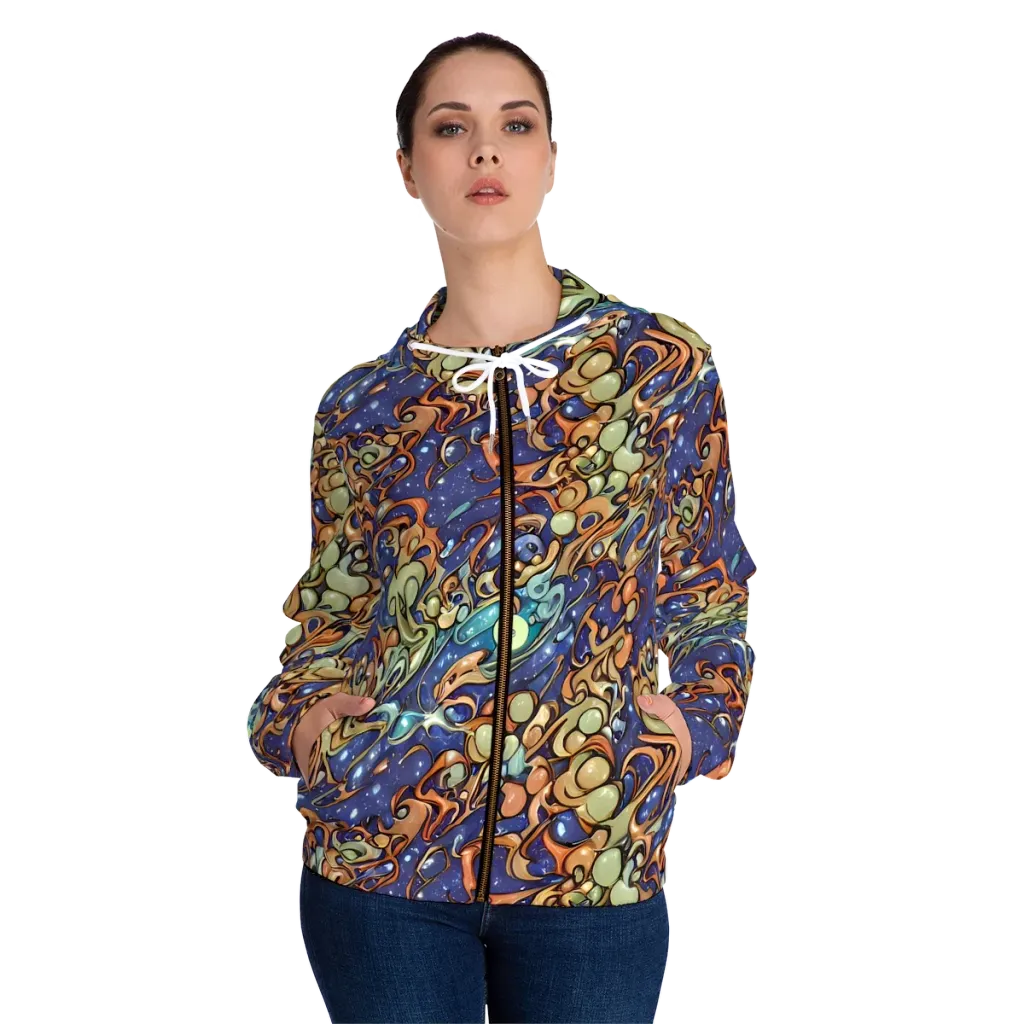 Celestial Melt on Women's Full-Zip Hoodie — Front On Person